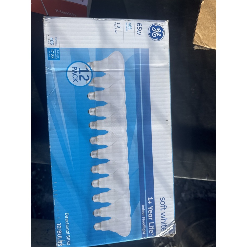 GE 65W Soft White Indoor Floodlight Bulb 12 Pack 485 Lumens BR30 NOT LED